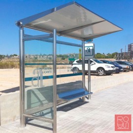 Marquesina parada d'autobús Passeig Marítim 3000 mm en acer inox